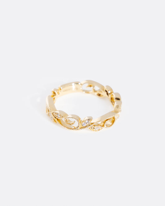 Diamond Filigree Diamond Band in Yellow Gold