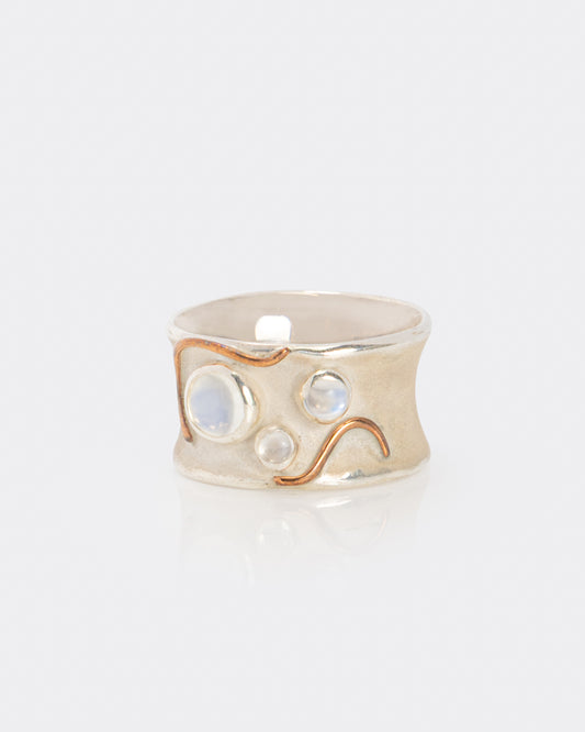 Moonstone Drops Ring in Sterling Silver