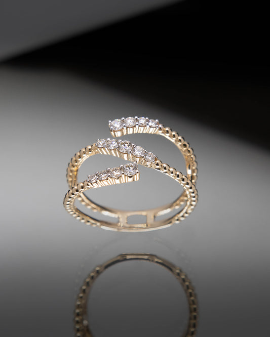 Triple Band Diamond Ring in Yellow Gold