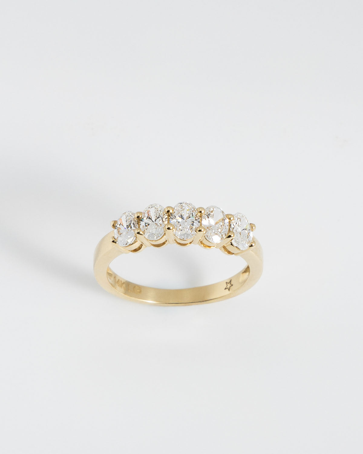 5 Oval Lab Diamond Band in 14 karat Yellow Gold