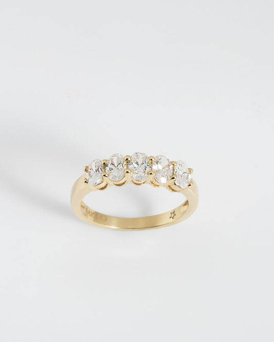 5 Oval Lab Diamond Band in 14 karat Yellow Gold