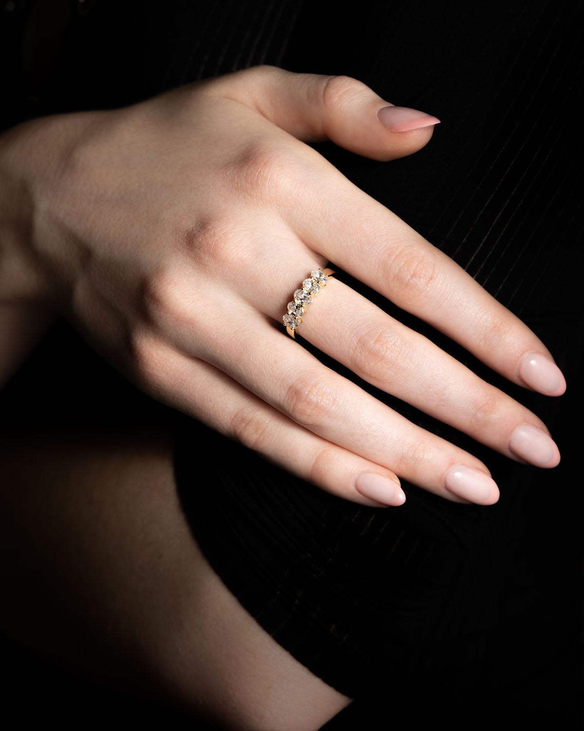 5 Oval Lab Diamond Band in 14 karat Yellow Gold