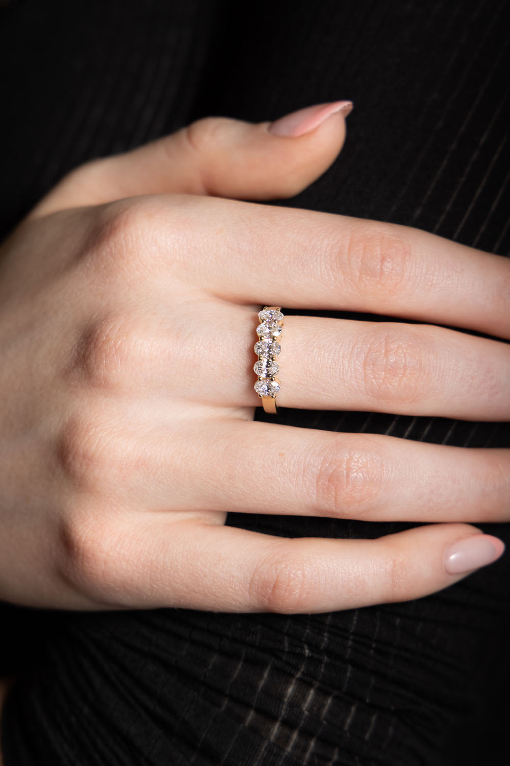 5 Oval Lab Diamond Band in 14 karat Yellow Gold