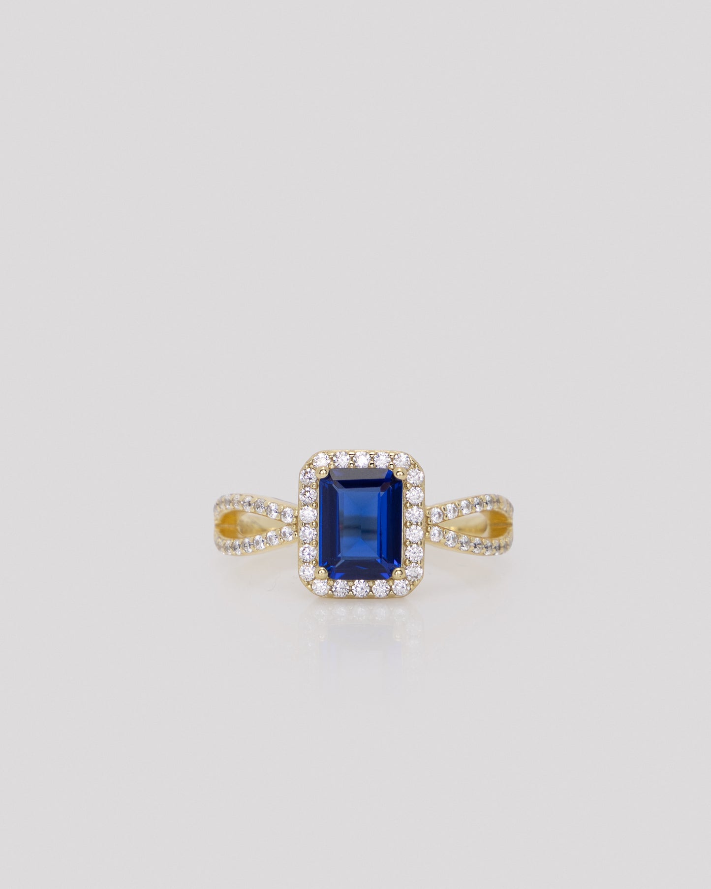 Blue Dreams with CZ Halo in Gold Plated Sterling