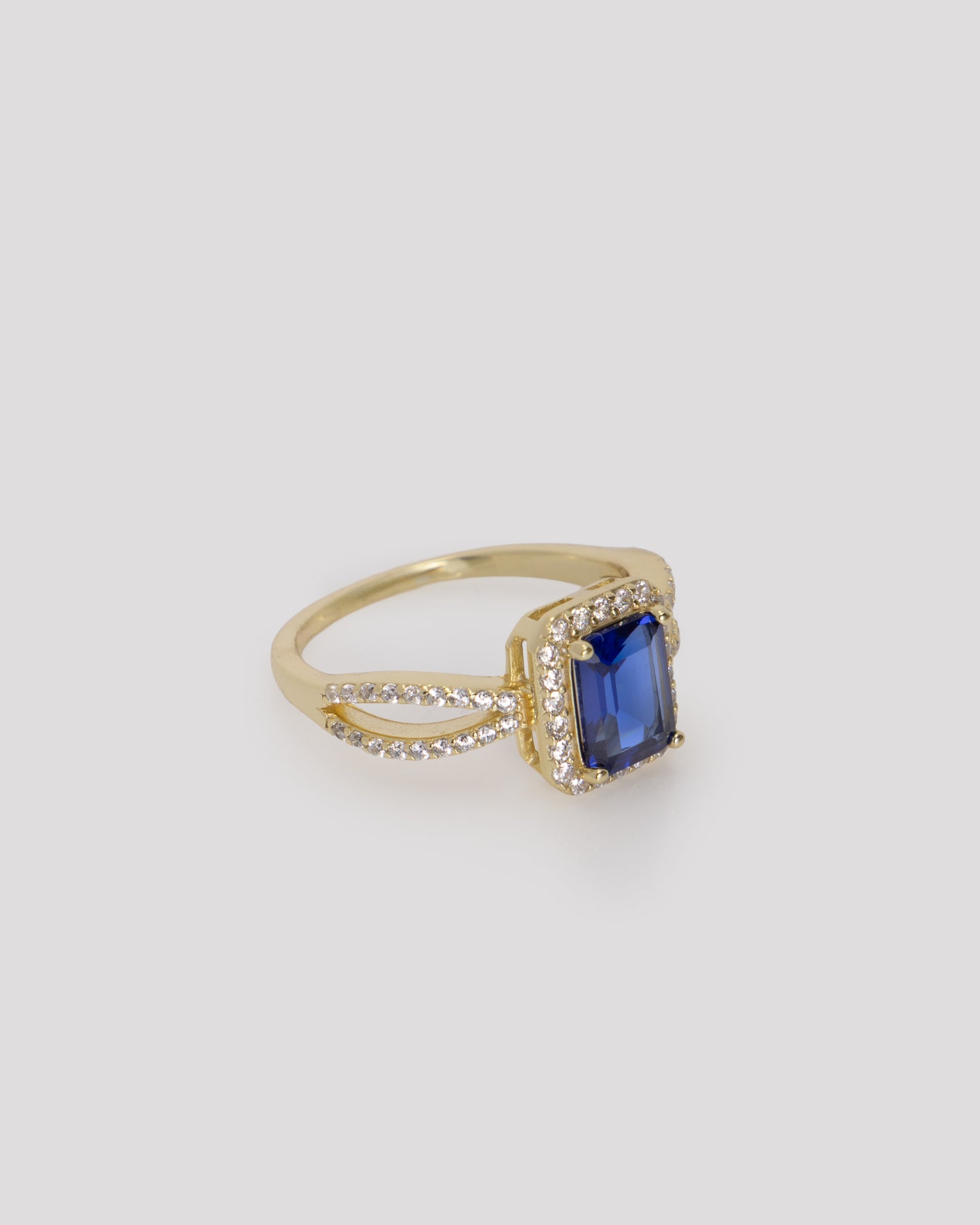 Blue Dreams with CZ Halo in Gold Plated Sterling