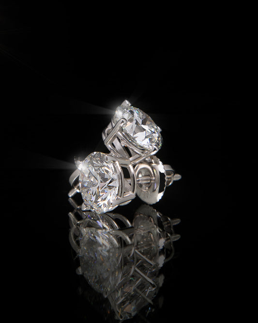 Round Lab Diamond Stud Earrings in White Gold