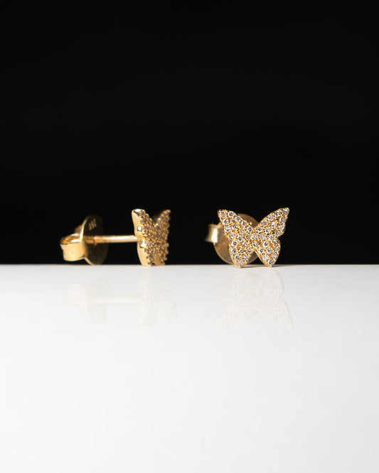 Diamond Butterfly Earrings in Yellow Gold