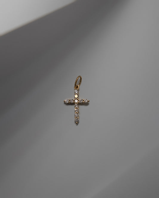 11 Diamond Cross Pendant in Yellow Gold