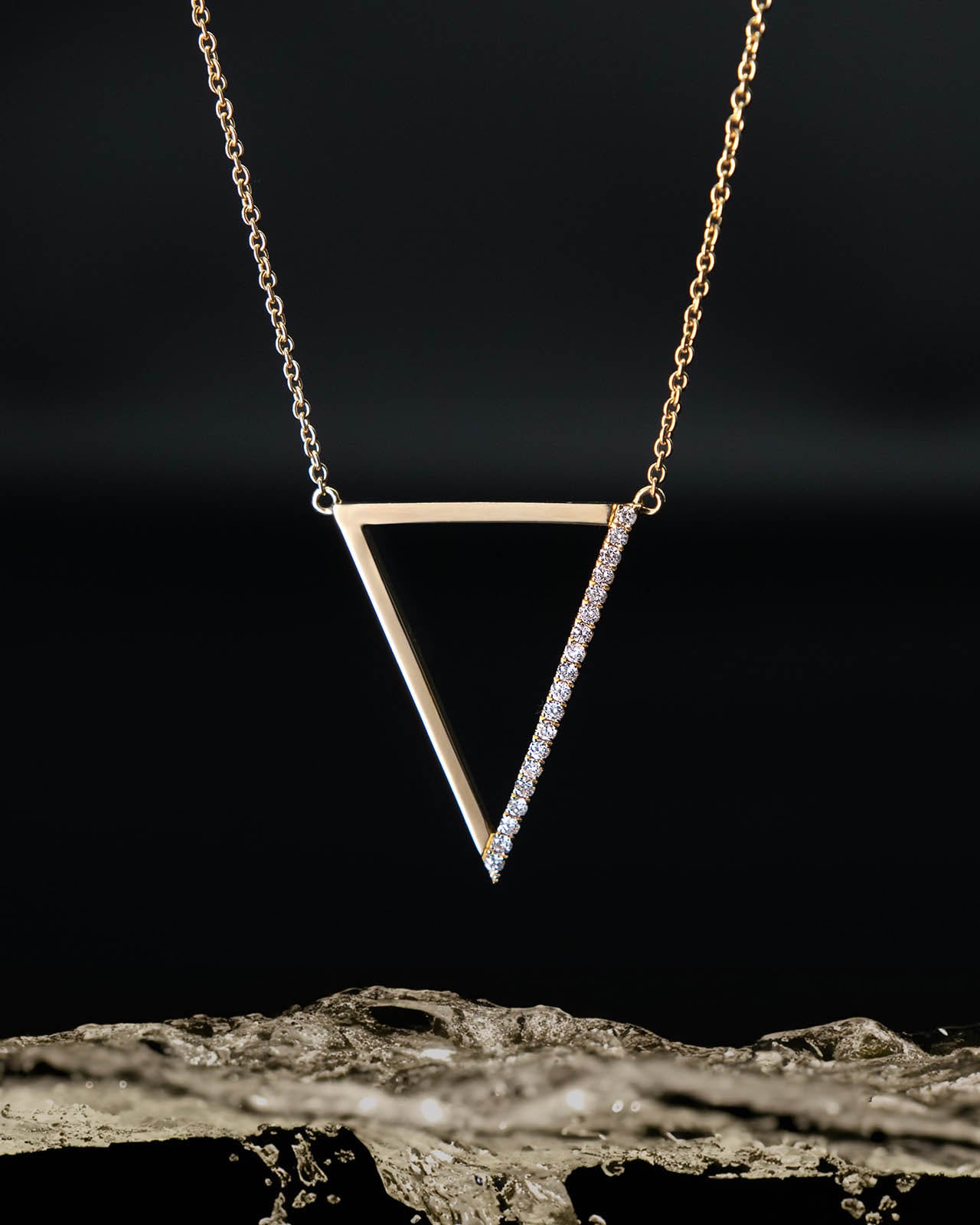Forever Triangle Diamond Necklace in Yellow Gold