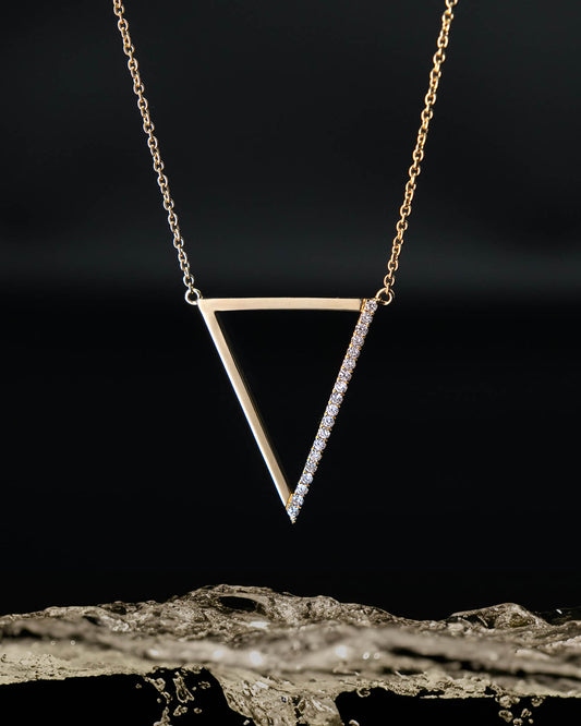 Forever Triangle Diamond Necklace in Yellow Gold