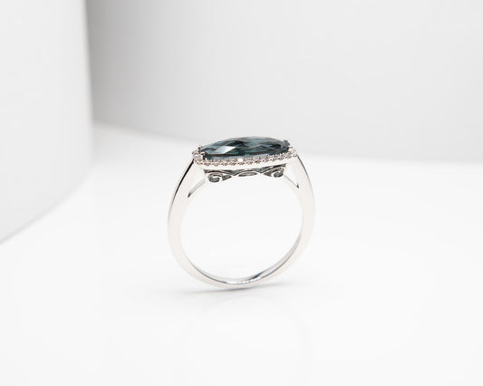 Statement London Blue Topaz and Diamond Ring in Yellow Gold