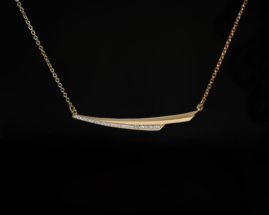 Double Blade Diamond Pendant in Yellow Gold