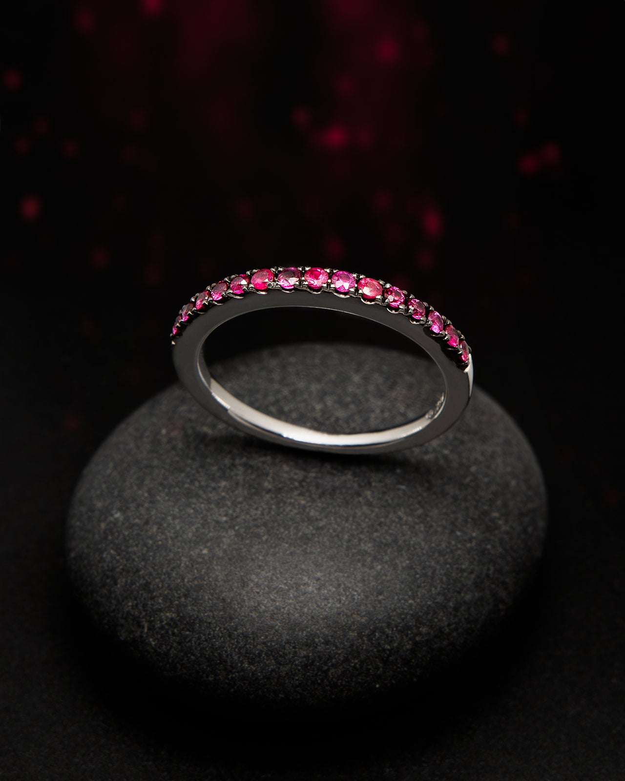 Stackable Ruby Ring in White Gold