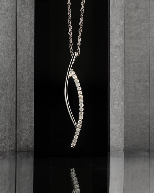 Open Bypass Fine Rope Diamond Pendant in White Gold